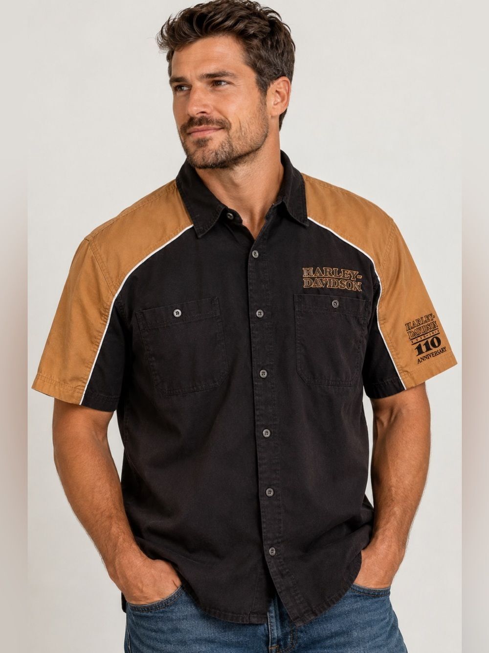 Harley-Davidson 110th Anniversary 1903-2013 Colorblock Button Down Shirt XXXL